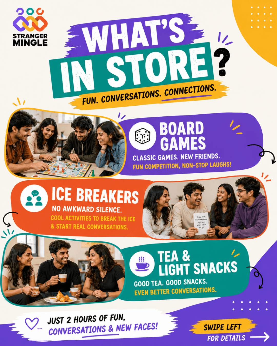 A event poster of Strangers Weekly Circle arranged by Stranger Mingle Community in Lohegaon, Pune. The event date is Sunday 29 August 2026 at 4pm