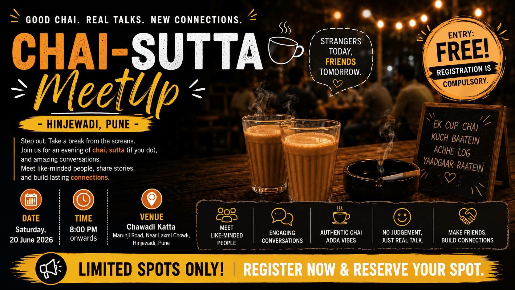 Poster of Chai-Sutta MeetUp – Hinjewadi, Pune